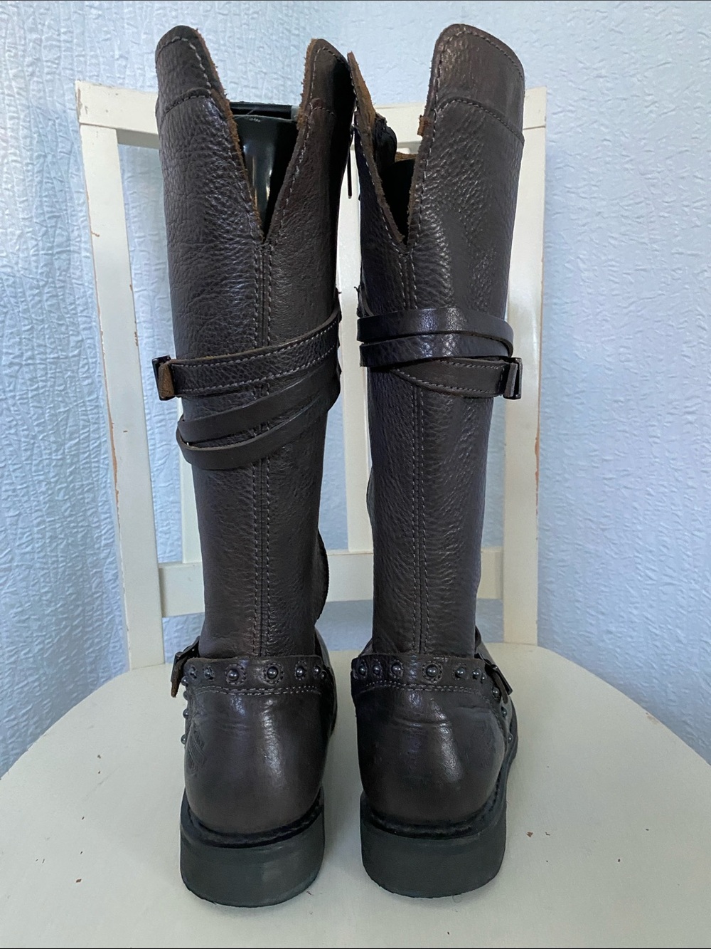 Harley-Davidson Gray  Over-the-Knee Leather Riding Boots - Picture 4 of 13